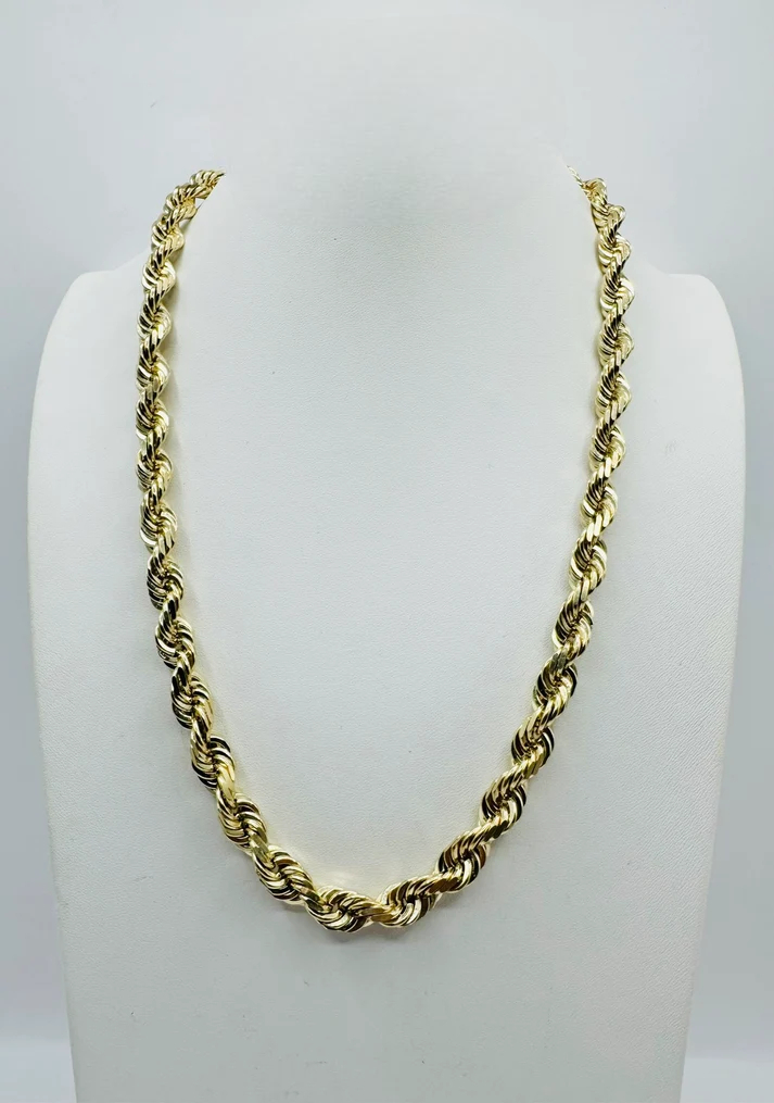 Picture of 10mm 25” 14k Solid Diamond Cut Rope Chain