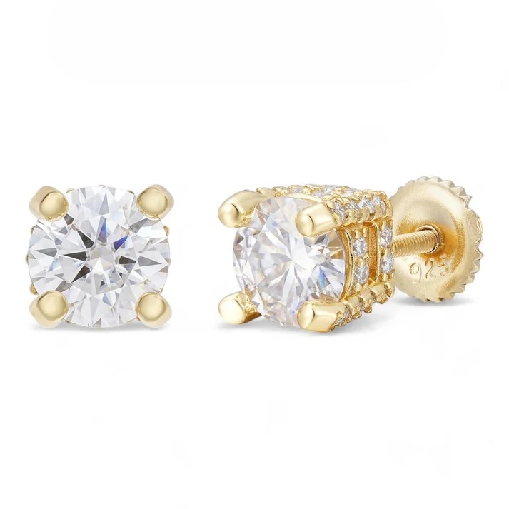 Picture of Full Diamond Solitaire Stud Earrings