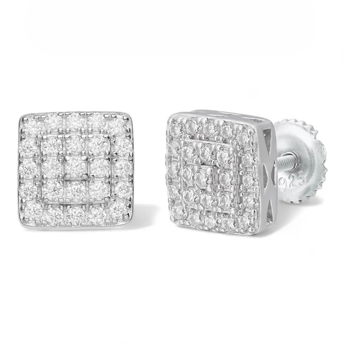 Picture of Square Cluster Diamond Stud Earrings