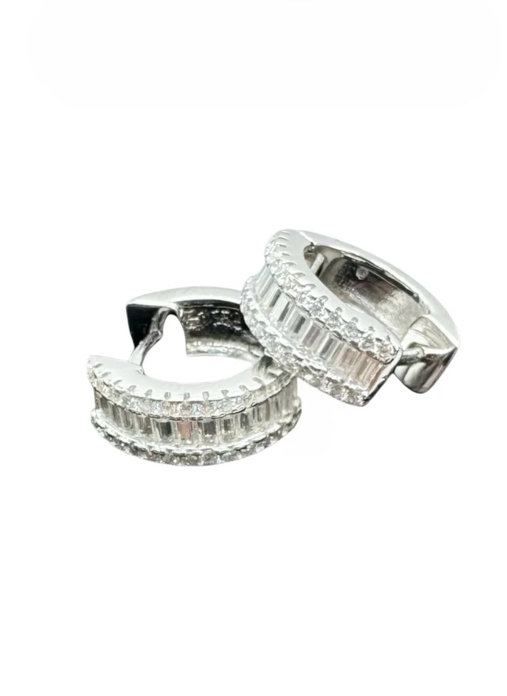 Picture of Diamond Baguette Huggie Hoops